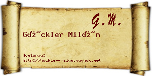 Göckler Milán névjegykártya